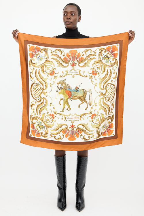 Hermès Brown 
Multicolour Silk Cheval Turc 90 Scarf