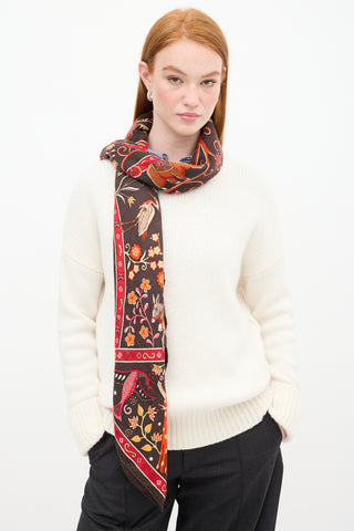 Hermes Brown 
Multicolour Peuple du Vent Scarf