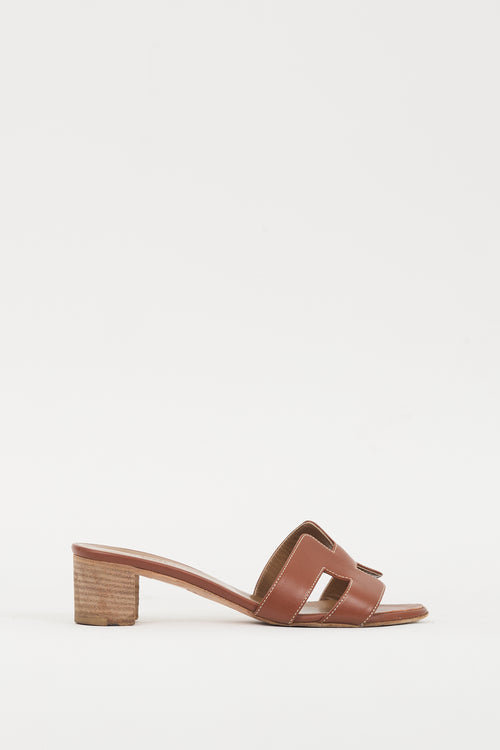 Hermes Brown Leather Oasis Sandal