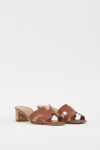 Hermes Brown Leather Oasis Sandal