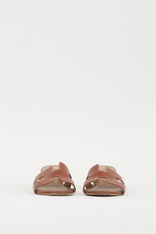 Hermes Brown Leather Oasis Sandal