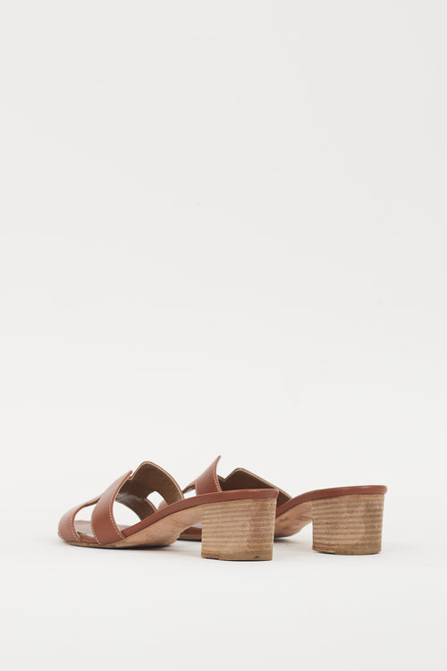 Hermes Brown Leather Oasis Sandal