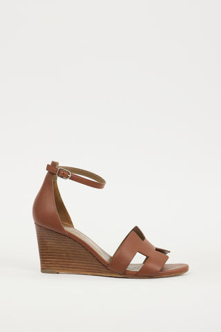 Hermès Brown 
Silver Leather Legend Sandal