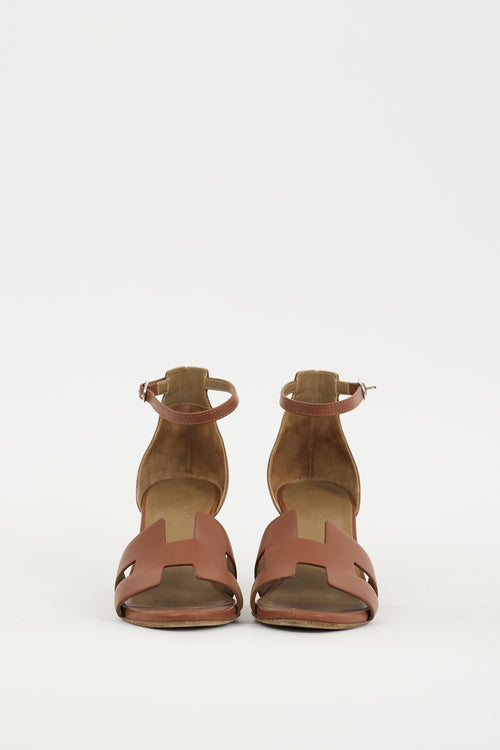 Hermès Brown 
Silver Leather Legend Sandal