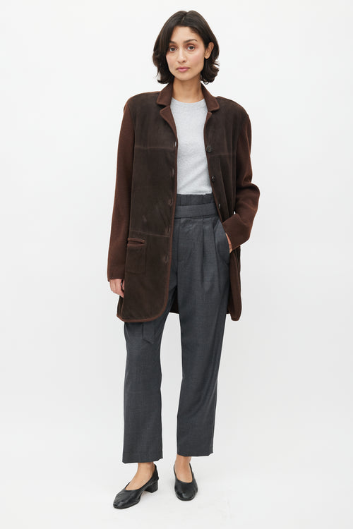 Hermès Brown Suede Knit Coat