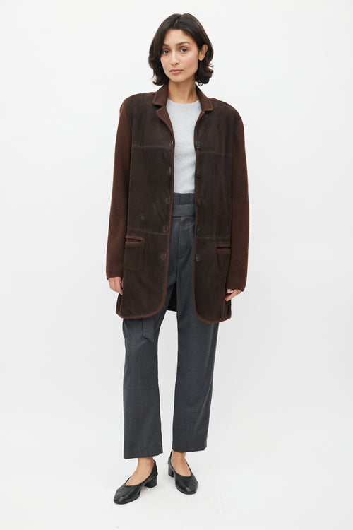 Hermès Brown Suede Knit Coat