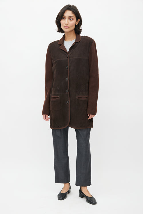 Hermès Brown Suede Knit Coat