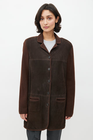 Hermès Brown Suede Knit Coat