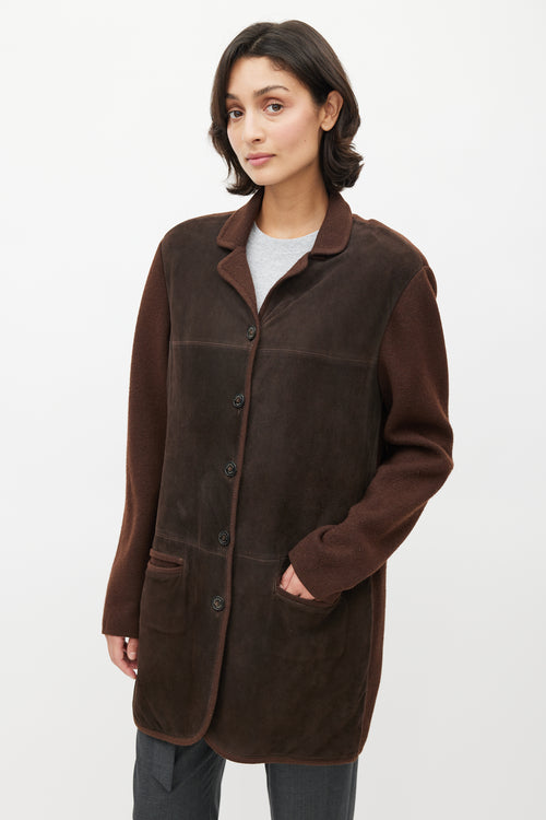 Hermès Brown Suede Knit Coat