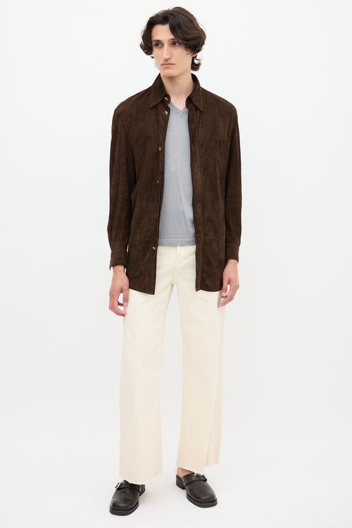 Hermès Brown Suede One Pocket Shirt