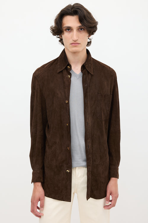 Hermès Brown Suede One Pocket Shirt