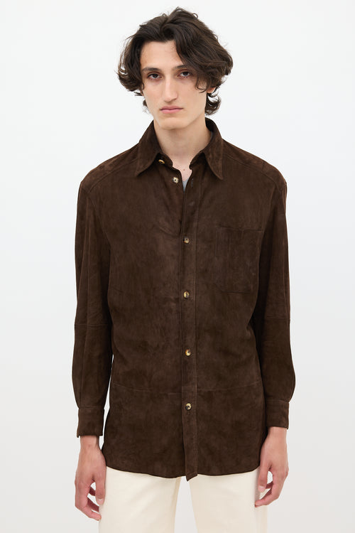 Hermès Brown Suede One Pocket Shirt