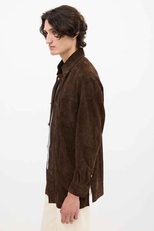 Hermès Brown Suede One Pocket Shirt