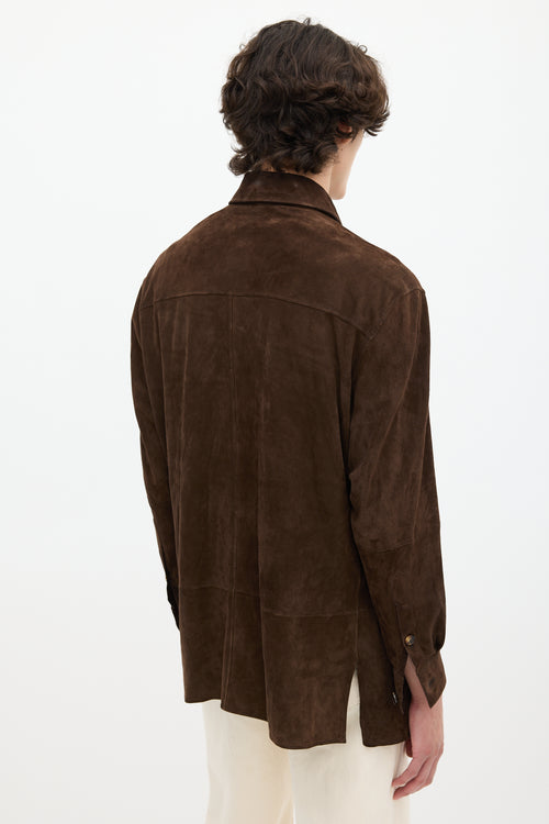 Hermès Brown Suede One Pocket Shirt