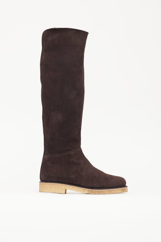 Hermès Brown Suede Knee High Boot