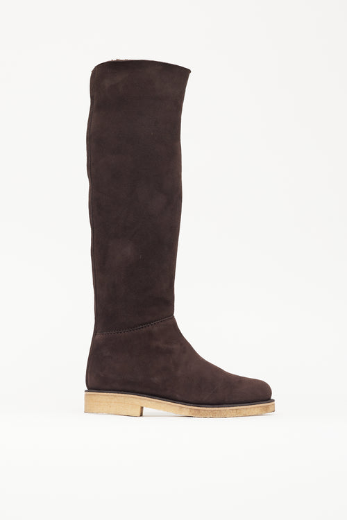 Hermès Brown Suede Knee High Boot