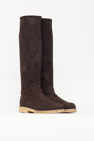 Hermès Brown Suede Knee High Boot