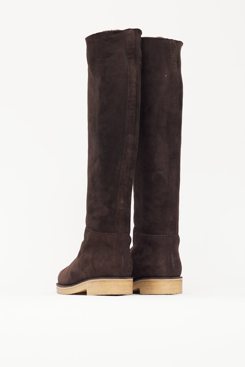 Hermès Brown Suede Knee High Boot