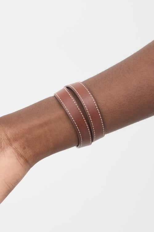 Hermès Brown Swift Mini Kelly Double Tour Bracelet