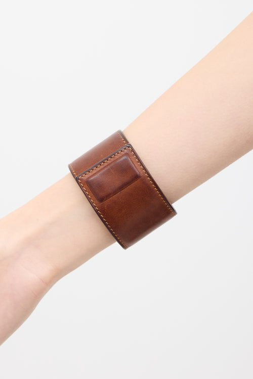 Hermès Brown Leather Collier de Chien Shadow Cuff