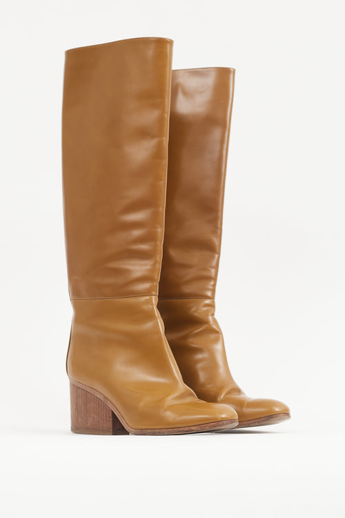 Hermès Brown Leather Knee High Boot