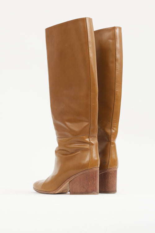 Hermès Brown Leather Knee High Boot