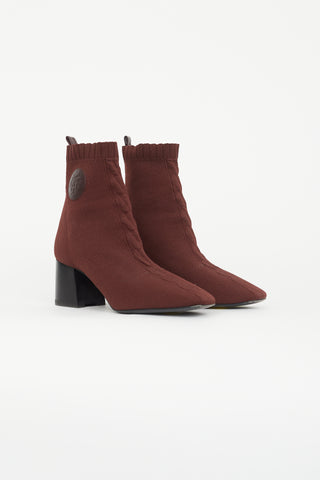 Hermès Burgundy Volver 60 Knit Ankle Boot