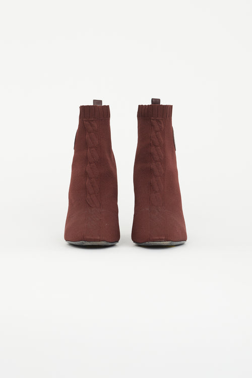 Hermès Burgundy Volver 60 Knit Ankle Boot