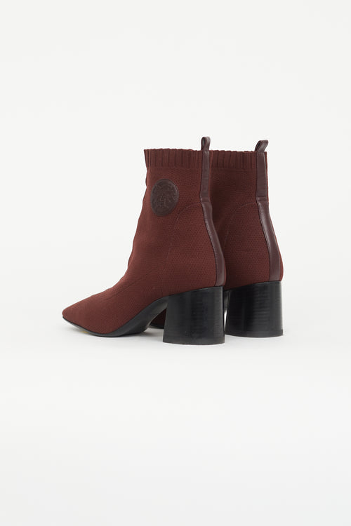 Hermès Burgundy Volver 60 Knit Ankle Boot