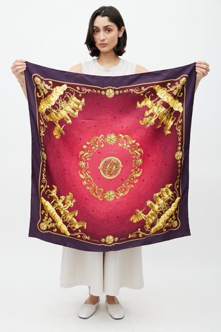 Hermès Burgundy Pink Silk Cosmos Scarf