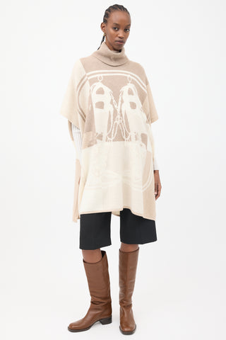 Hermès Cream 
Brown Brides De Gala Sweater Cape