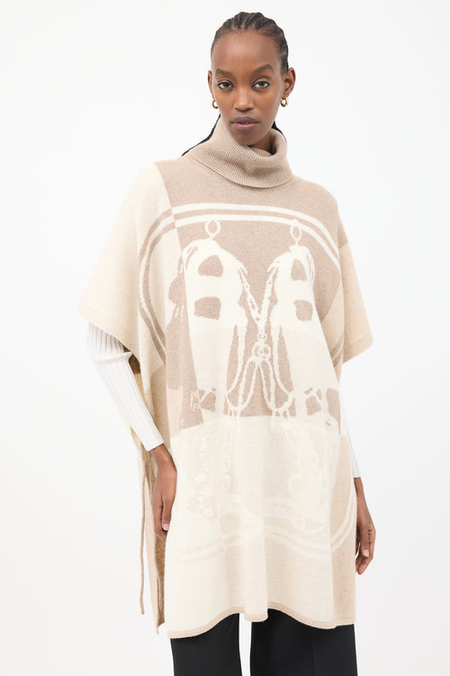 Hermès Cream 
Brown Brides De Gala Sweater Cape