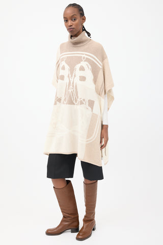 Hermès Cream 
Brown Brides De Gala Sweater Cape