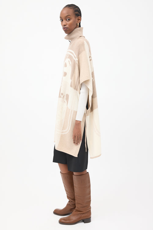 Hermès Cream 
Brown Brides De Gala Sweater Cape