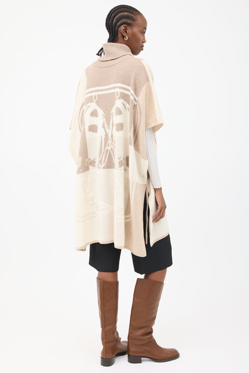 Hermès Cream 
Brown Brides De Gala Sweater Cape