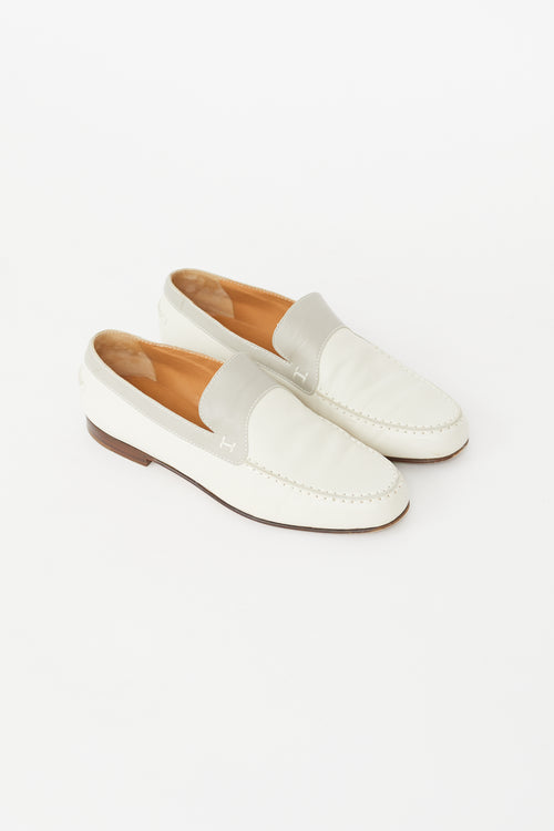 Hermès Cream 
Grey Leather Tommy Loafer