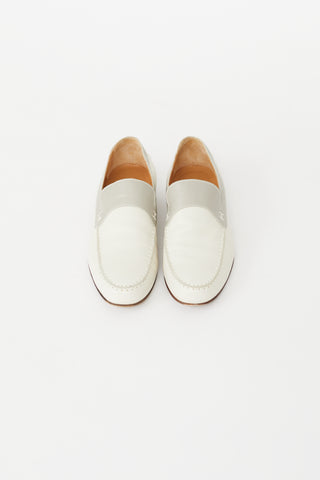 Hermès Cream 
Grey Leather Tommy Loafer