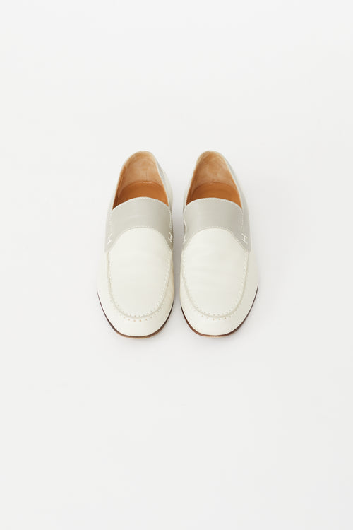 Hermès Cream 
Grey Leather Tommy Loafer