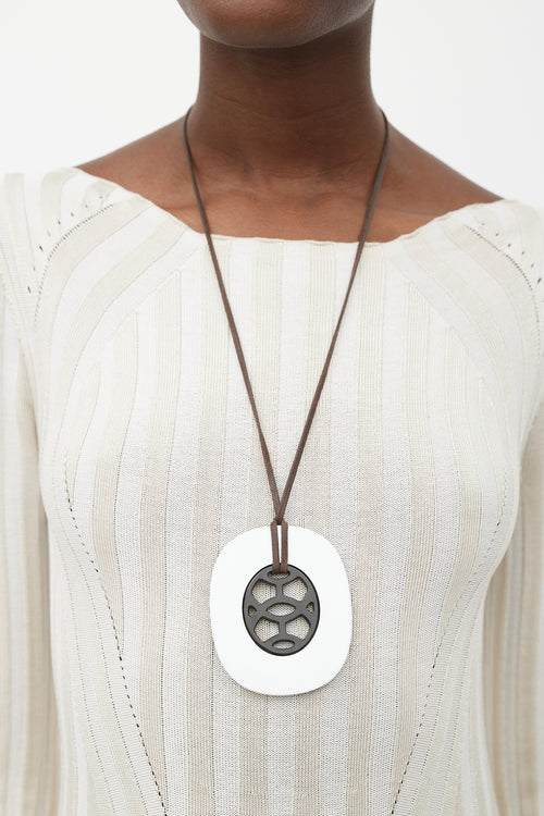 Hermès Dark Brown 
White Lift Necklace