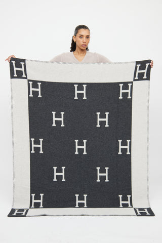 Hermès Grey Ecru 
Gris Fonce Avalon Blanket