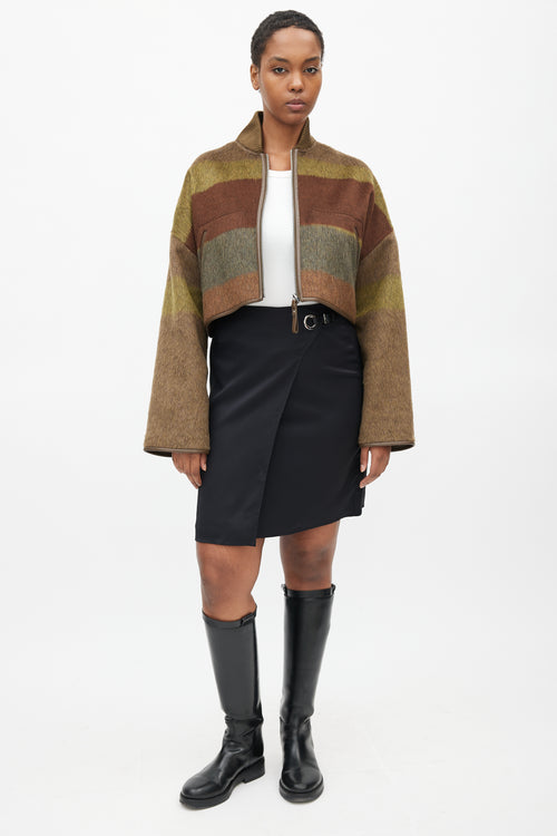 Hermès Fall 2022 Brown 
Green Cashmere Crop Jacket