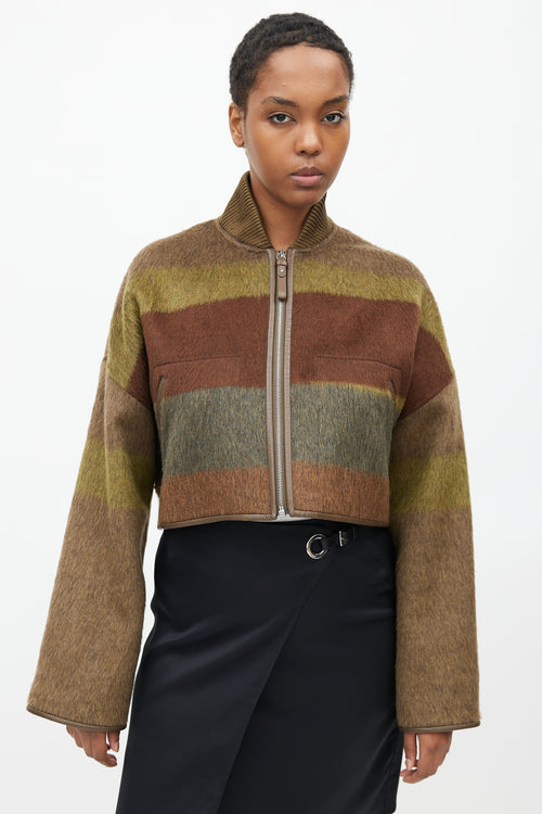 Hermès Fall 2022 Brown 
Green Cashmere Crop Jacket