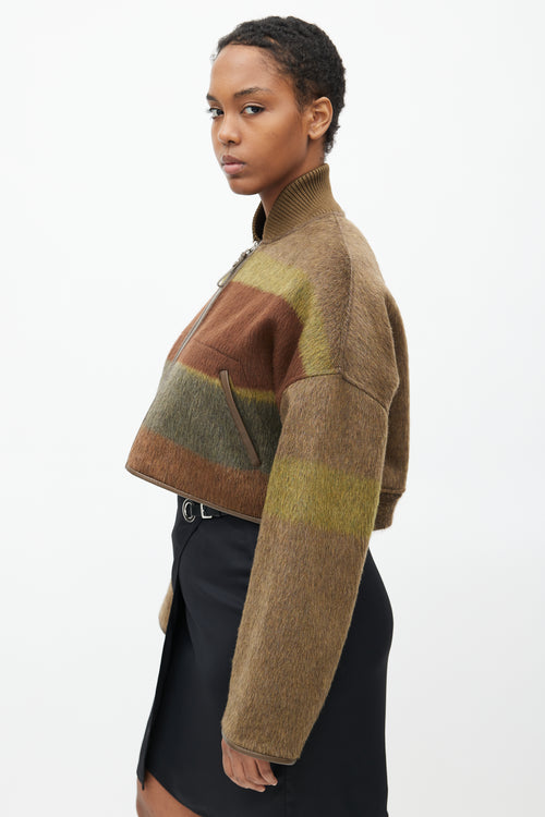 Hermès Fall 2022 Brown 
Green Cashmere Crop Jacket