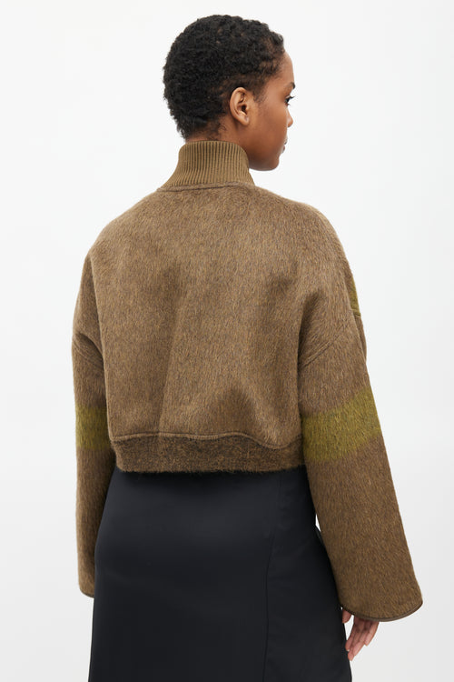 Hermès Fall 2022 Brown 
Green Cashmere Crop Jacket