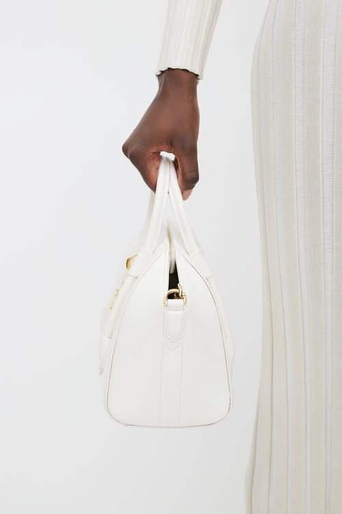 Givenchy White 
Gold Mini Antigona Lock Bag