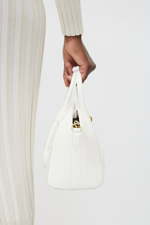 Givenchy White 
Gold Mini Antigona Lock Bag