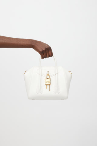 Givenchy White 
Gold Mini Antigona Lock Bag