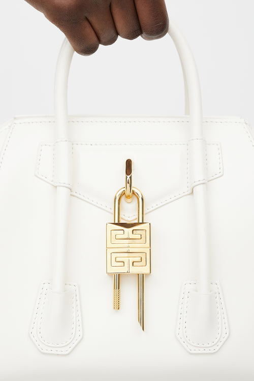 Givenchy White 
Gold Mini Antigona Lock Bag