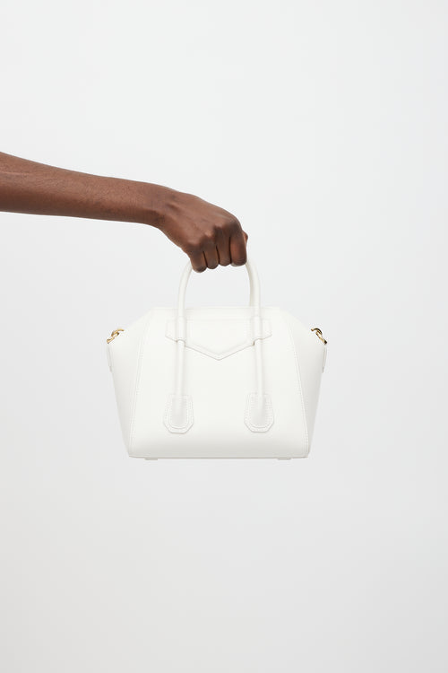 Givenchy White 
Gold Mini Antigona Lock Bag