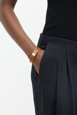 Hermès Gold 
Brown Leather Kawaii Bangle Bracelet